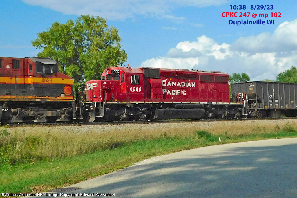 CP 6000 with PTC hardware will be set out at Portage with the 31 empty ballast cars